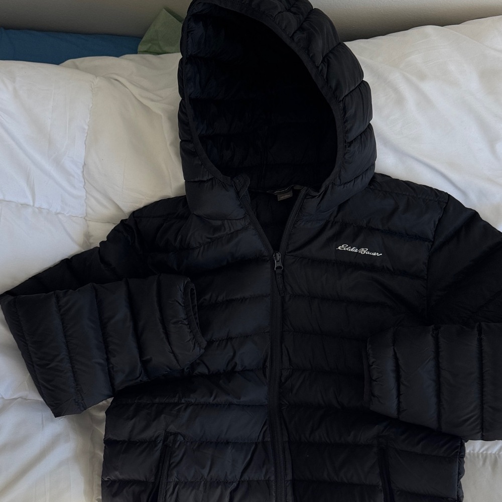 Eddie Bauer Kids Hooded Black Puffer Coat XL- Like New!